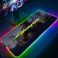 Eco-friendly Cyberpunk 2077 Glowing RGB LED Mouse Pad 4mm Thickness for Gaming Keyboard USB Anti-slip Rubber Base Desk Mat